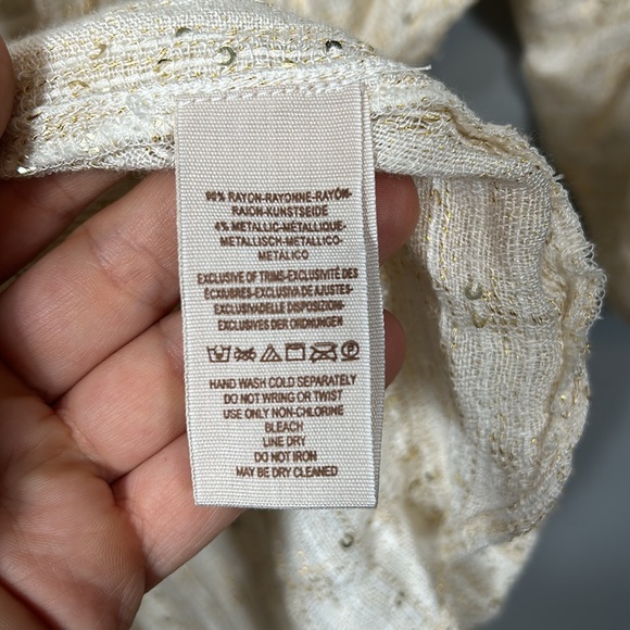 Free People Little Shine Ivory Sequined Tunic size Large - Picture 13 of 16